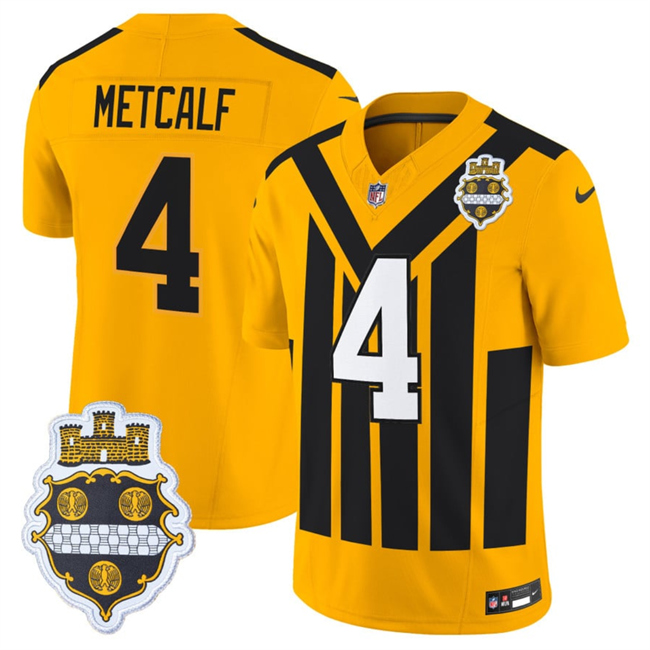 Youth Pittsburgh Steelers #4 DK Metcalf Gold 1933 F.U.S.E. Throwback Alternate Football Stitched Football Jersey